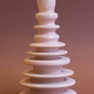 schijfkandelaar babypink keramiek