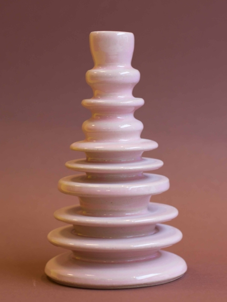 schijfkandelaar babypink keramiek