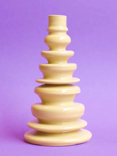 schijfkandelaar keramiek butteryellow