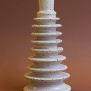 schijfkandelaar wit/lila spikkelklei