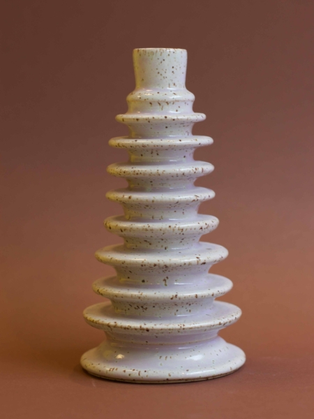 schijfkandelaar wit/lila spikkelklei