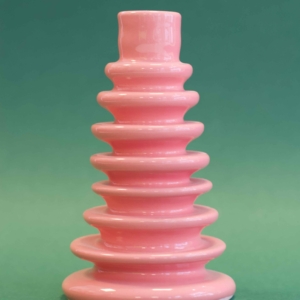 roze schijfkandelaar van keramiek